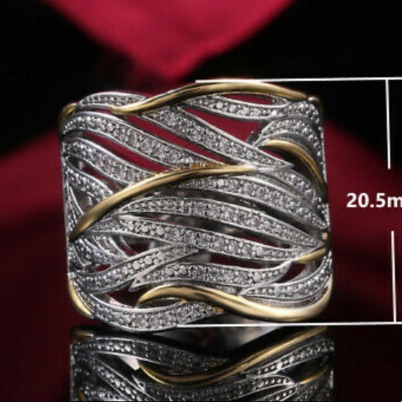 NEW 925 Sterling silver two tone ring - Picture 2 of 6